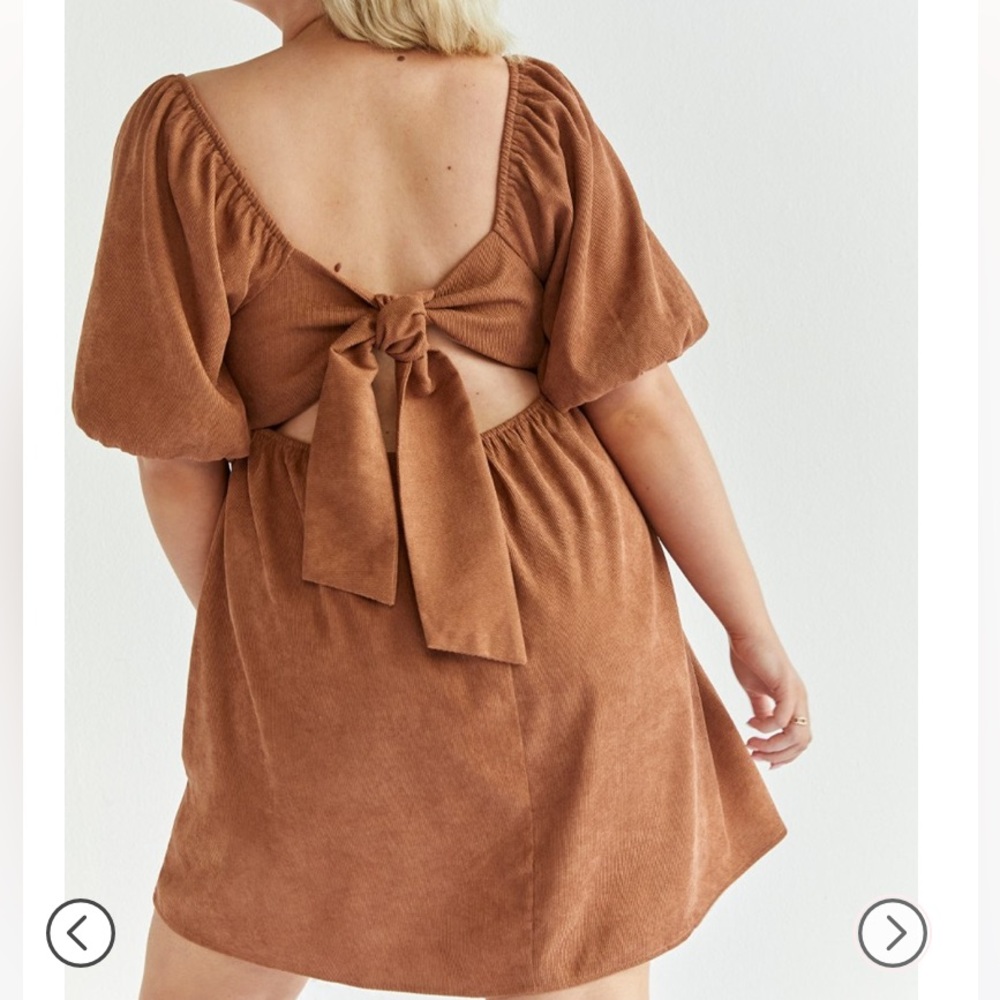 Francesca's Collections Brown Tie-Back Mini Dress